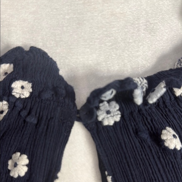 Rebecca Taylor Alessandra Embroidered Ruffle Navy Top Size M - Picture 5 of 11